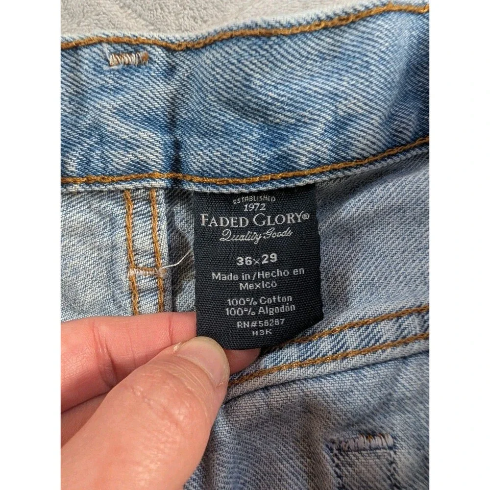 Faded Glory Men’s Size 36/29 Straight Leg Blue Denim Jeans 100% Cotton